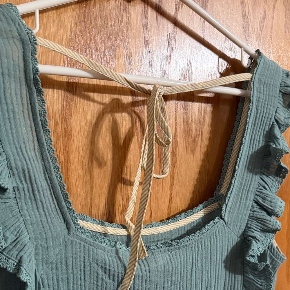 Hem & Thread Sage Green Ruffle Tank Top - Picture 5 of 6